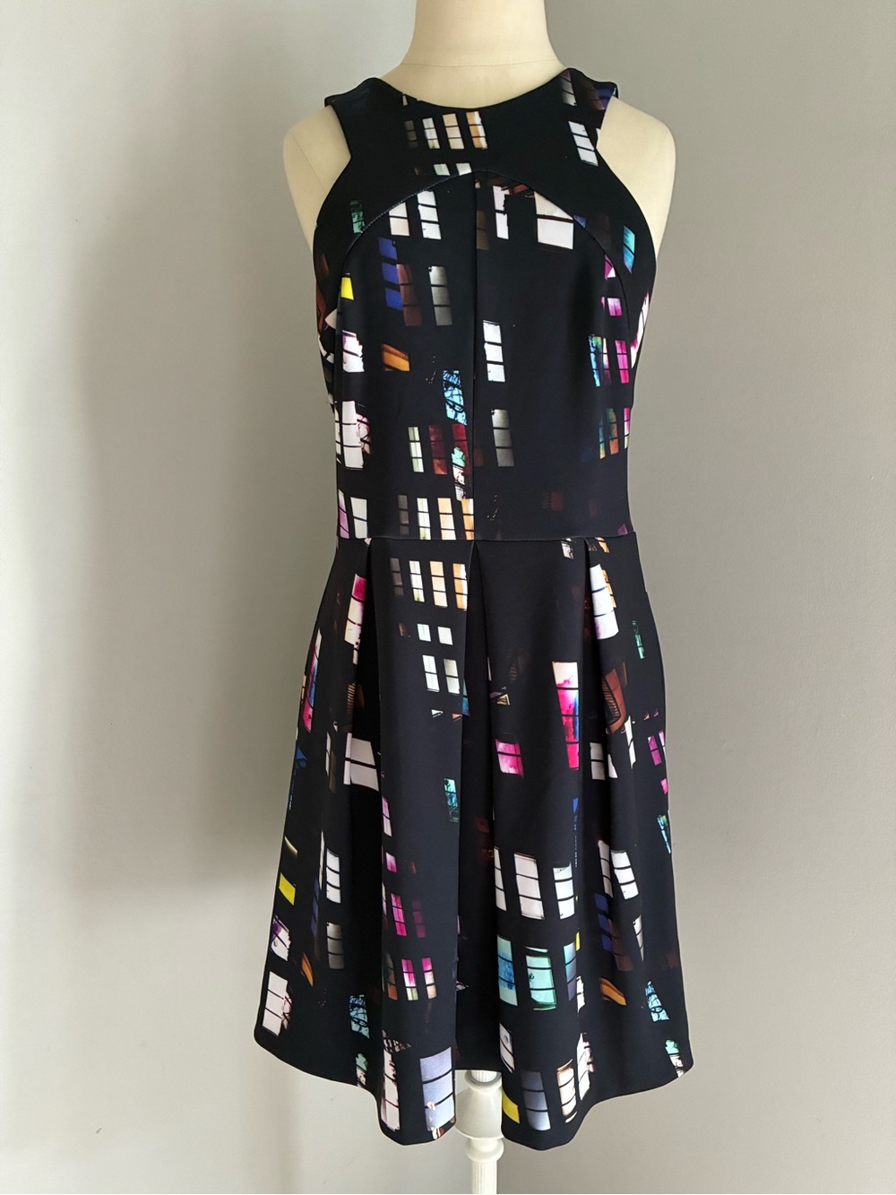 Amanda Uprichard Geometric Bold Fit and Flare Skater Dress Size Large